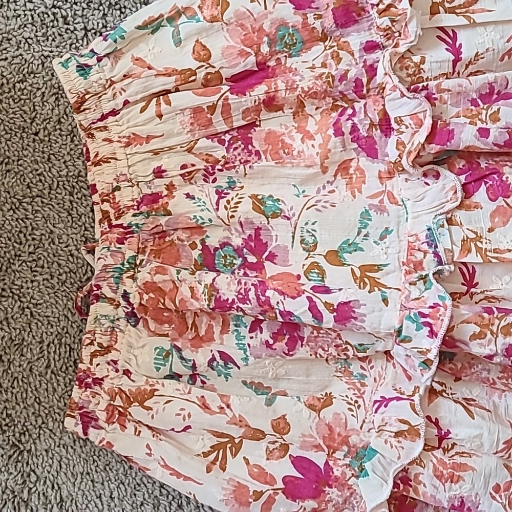 Cotton Watercolor Floral Flutter Mini Skirt - Picture 10 of 14
